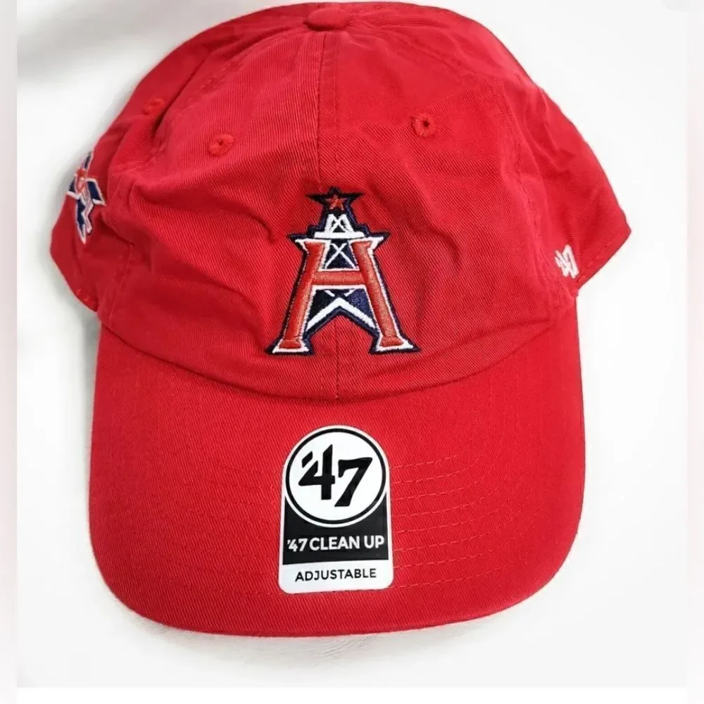NWT ‘47 Houston Roughnecks Football Red Adjustable Baseball Cap Hat Stadium Bag